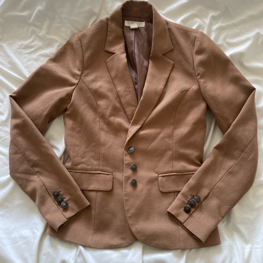 Tan double breasted blazer